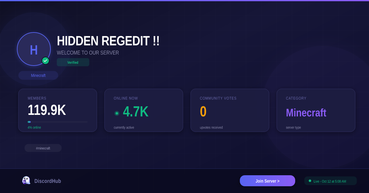 Ragebit HIDDEN REGEDIT !! Discord — Biggest Minecraft Server | 120K+ Members
