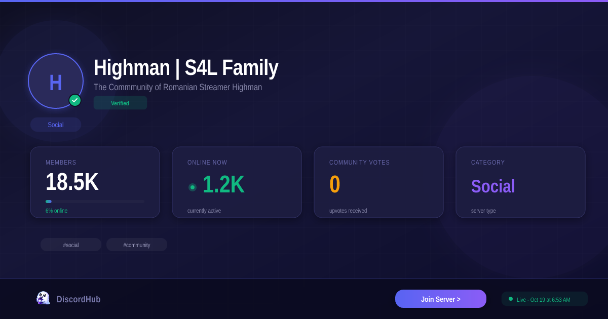 Highman | S4L Family Discord Server — 19K+ Members | Top Social [2026]