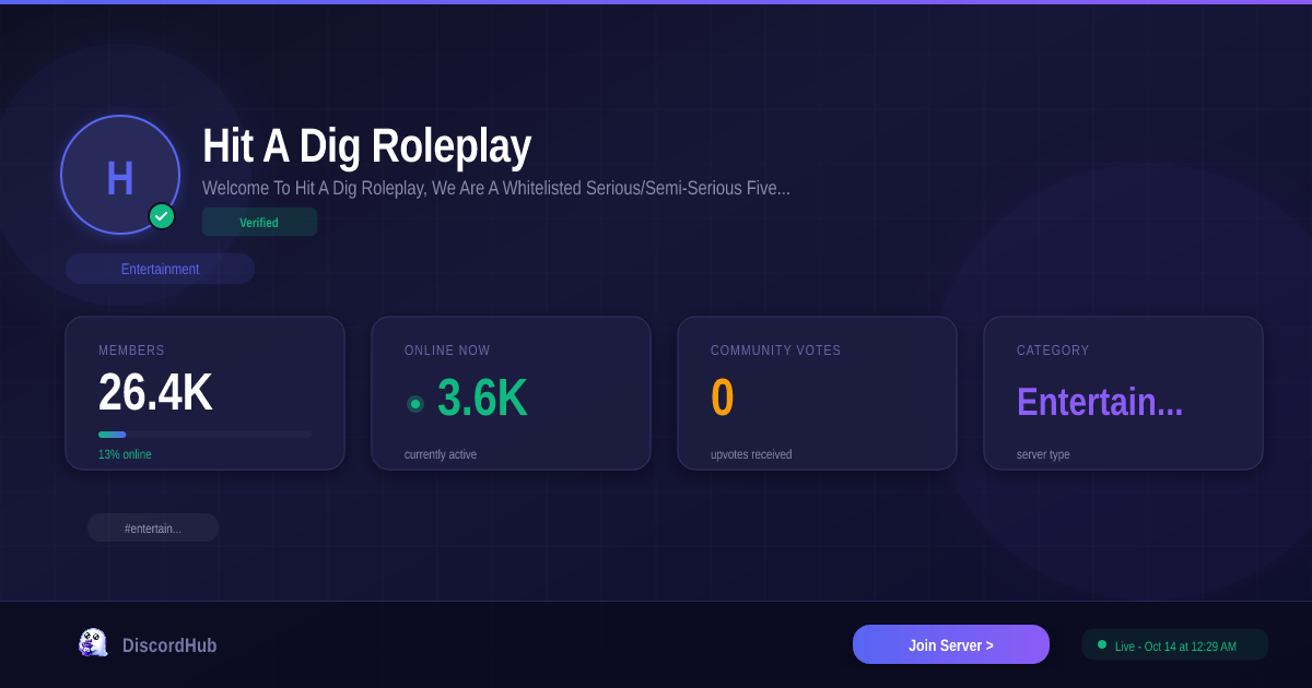 Hit A Dig Roleplay Discord Server — 26K+ Members | Top Entertainment [2026]