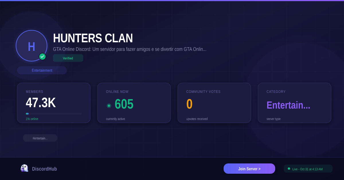 Join HUNTERS CLAN Discord — 48K+ Entertainment Members [Free Invite]