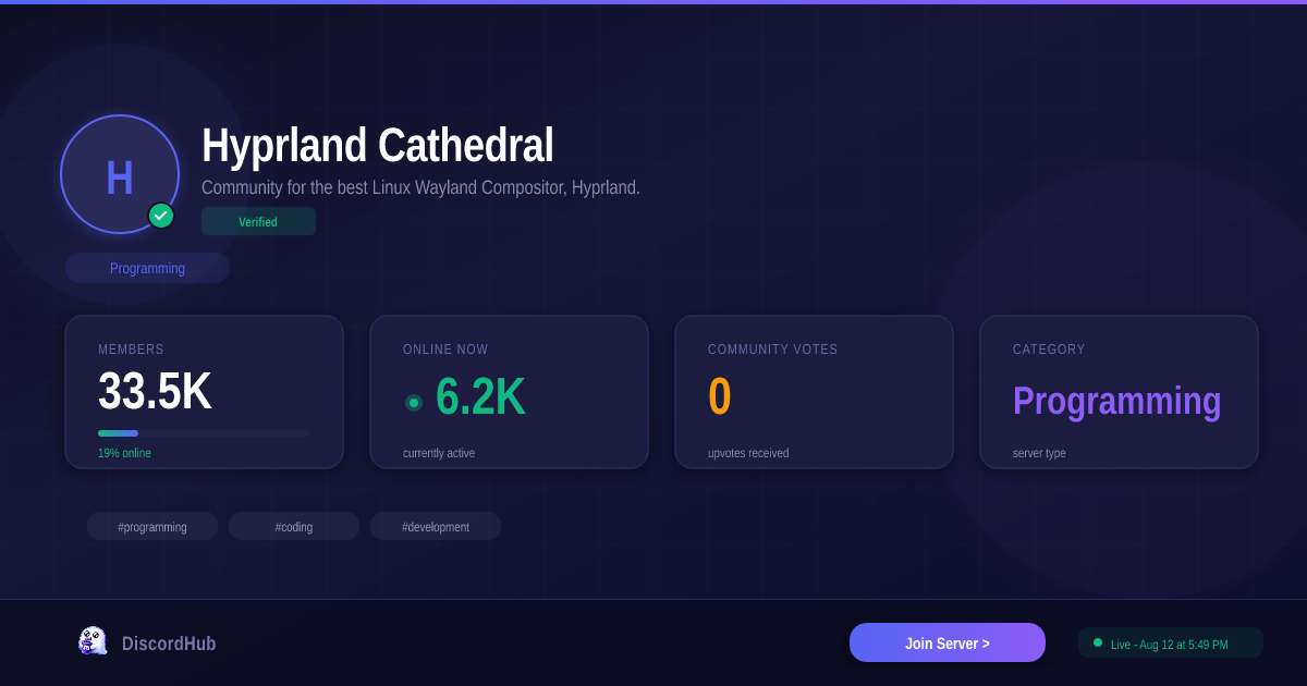 Hyprland Cathedral Discord Server — 34K+ Members | Top Programming [2026]