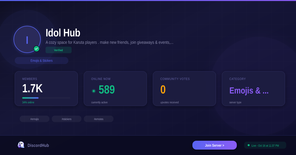 Idol Hub — Popular Emojis & Stickers Discord (1.7K+ Members) [2026]