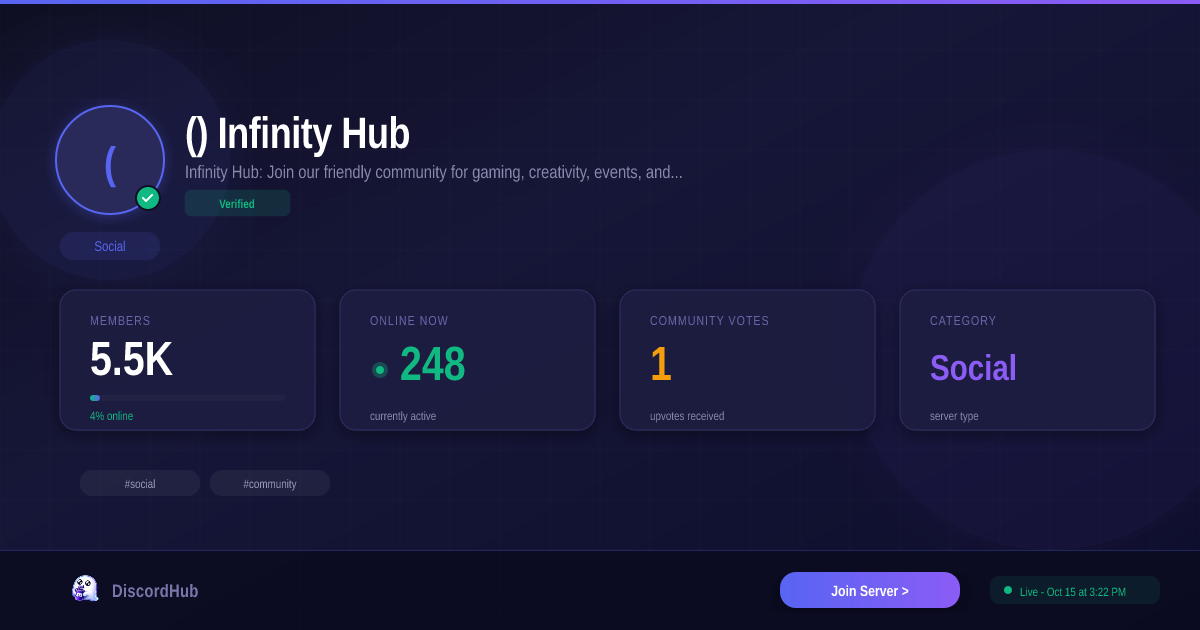 (っ )っ ♥ Infinity Hub ♥™ Discord — Best Social Server | 5.3K+ Members [2026]