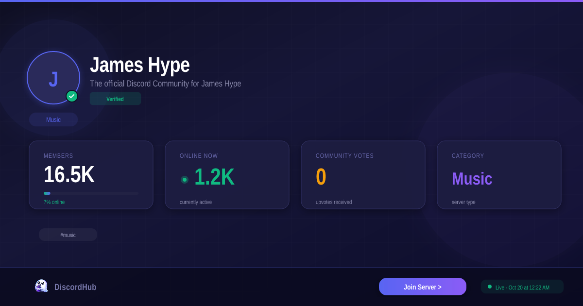 James Hype Discord Server — 16K+ Members | Top Music [2026]