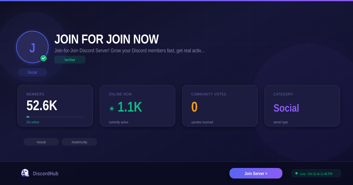 Join JOIN FOR JOIN NOW Discord — 50K+ Active Social Members [Free]