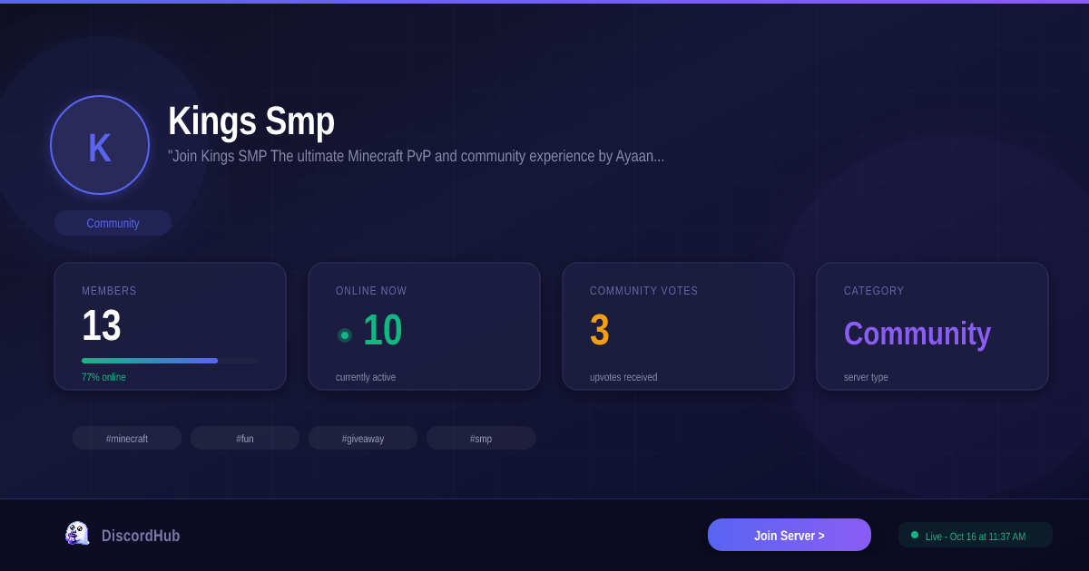 Join Kings Smp Discord Server — Active Community Community [2026]