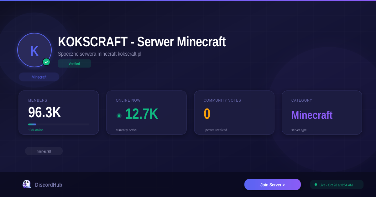 KOKSCRAFT - Serwer Minecraft Discord Server — 97K+ Members | Huge ...