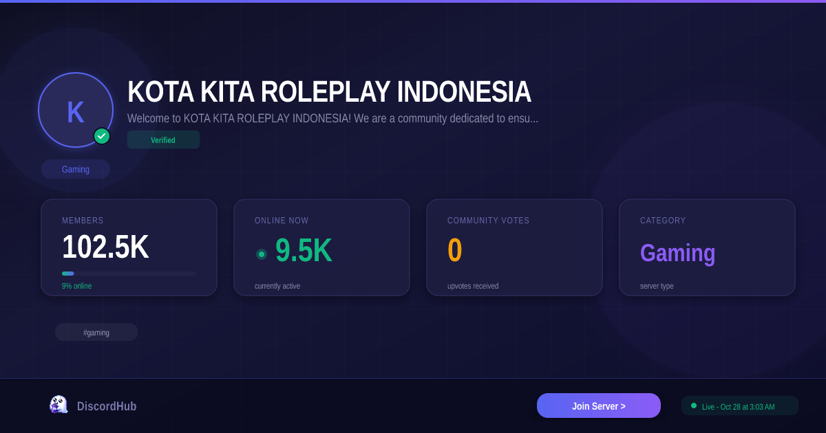 KOTA KITA ROLEPLAY INDONESIA Discord Server — 102K+ Members | Huge ...