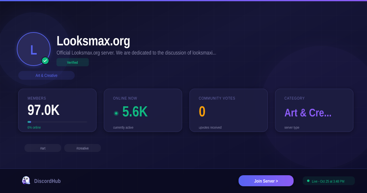 Looksmax.org Discord Server — 89K+ Members | Join Art & Creative [2026]