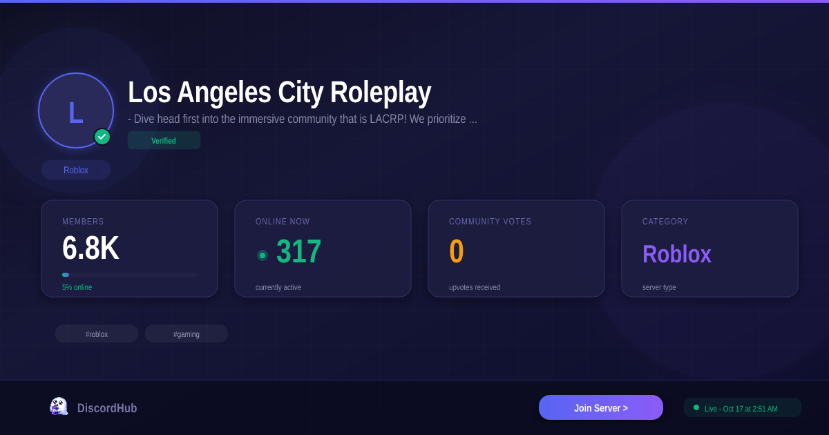 Los Angeles City Roleplay Discord — 7.3K+ Members | #1 Roblox Server [2026]