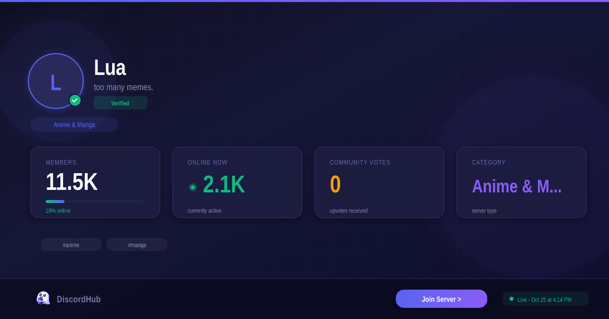 Lua Discord Server — Join 9.1K+ Anime & Manga Members [2026]