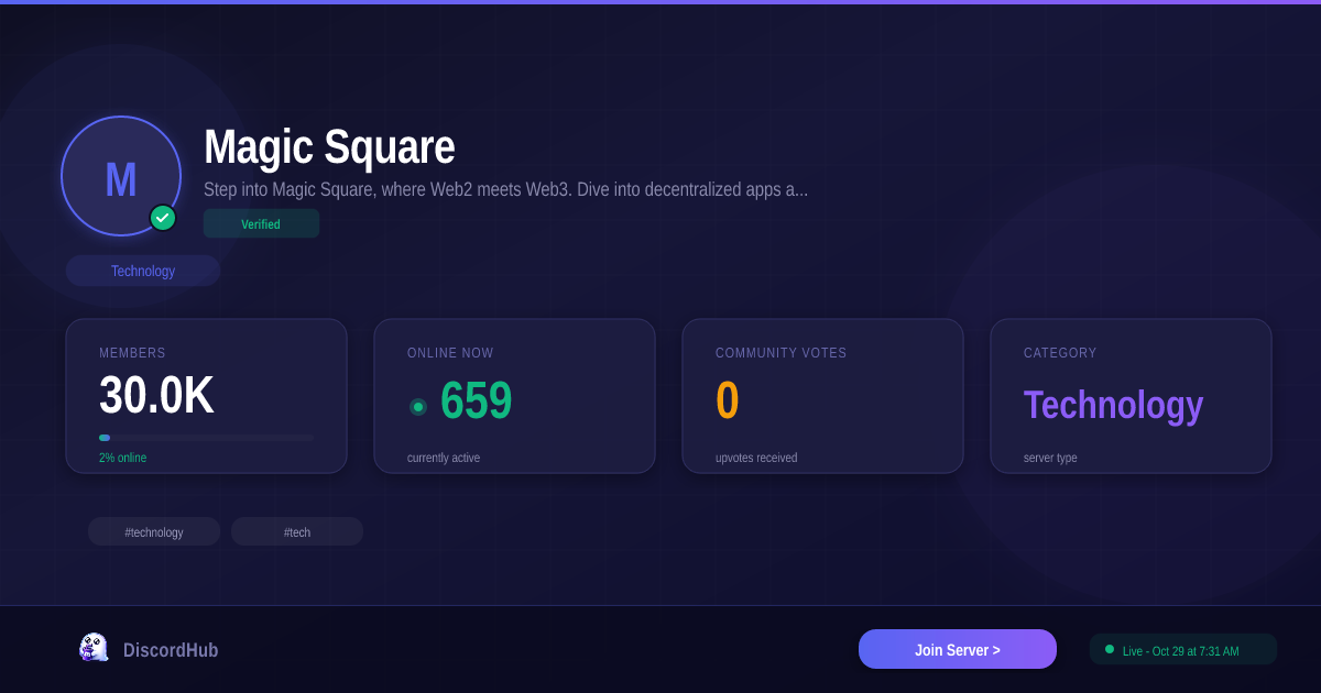 Magic Square Discord Server — Join 31K+ Technology Members [2026]