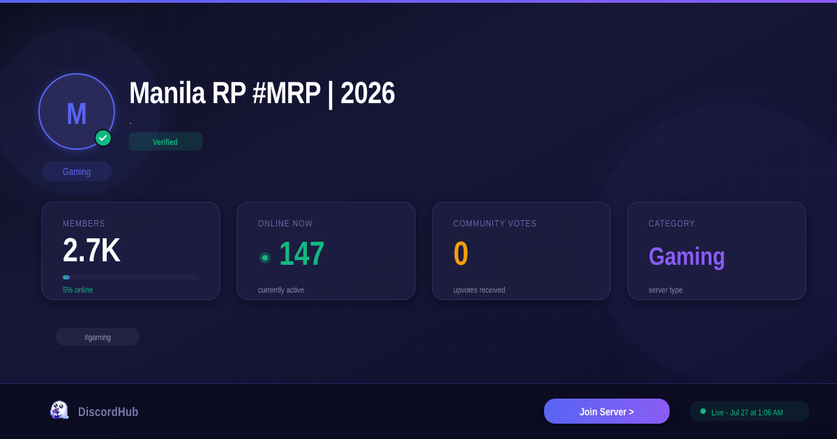 Manila RP MRP 2026 Discord Server Gaming Community 2 7K Members Manila Rp Mrp 2026 