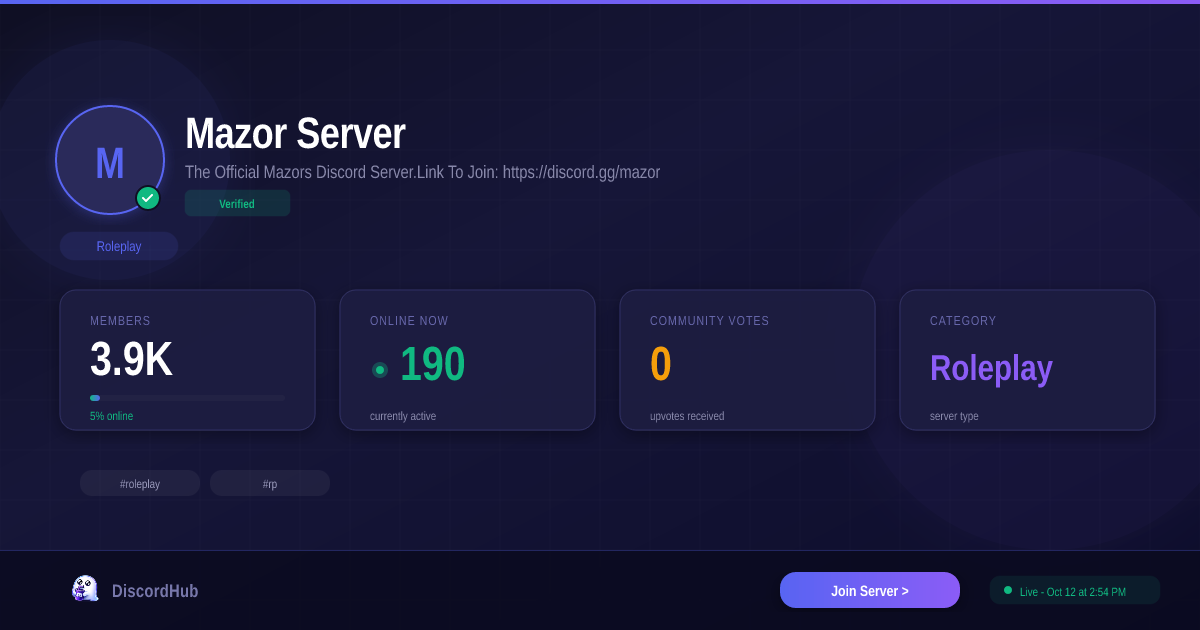 Mazor Server 🎗 Discord Server — 3.8K+ Members | Best Roleplay [2026]