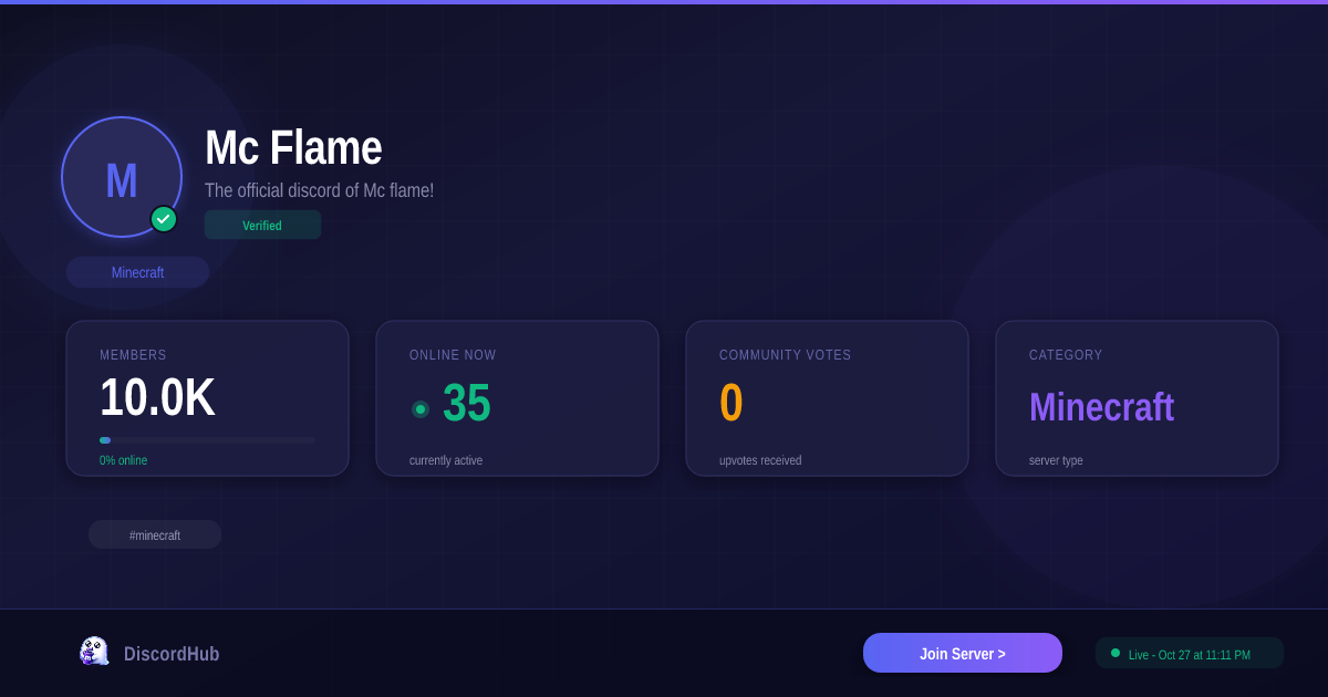 Mc Flame — Massive Minecraft Discord Server (10K+ Members)