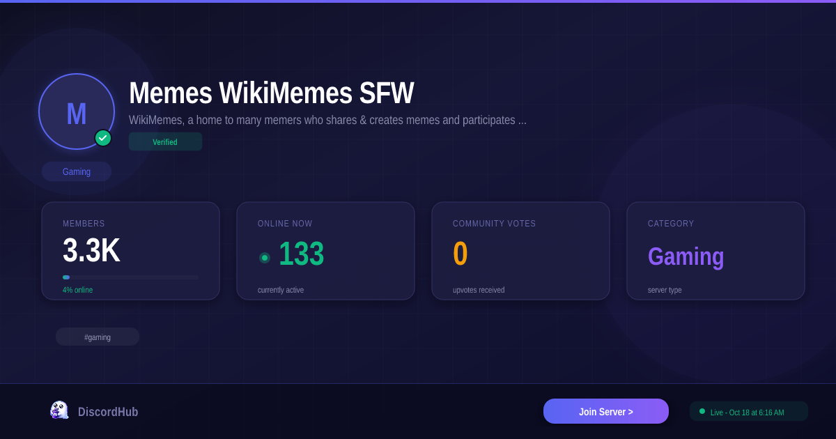 Join Memes • WikiMemes • SFW Discord — 3.2K+ Active Gaming Members [2026]