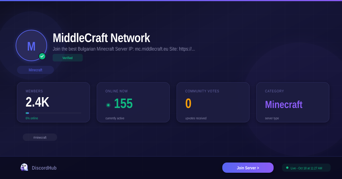 Join MiddleCraft Network Discord — 2.6K+ Active Minecraft Members [2026]