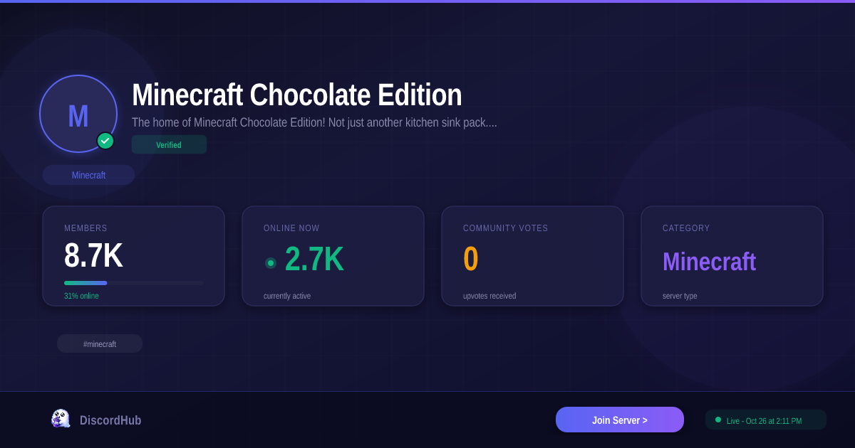 Minecraft Chocolate Edition Discord — 8.8K+ Members | #1 Minecraft ...