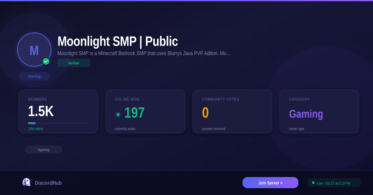 Join Moonlight SMP | Public Discord — 1.7K+ Active Gaming Members [2026]