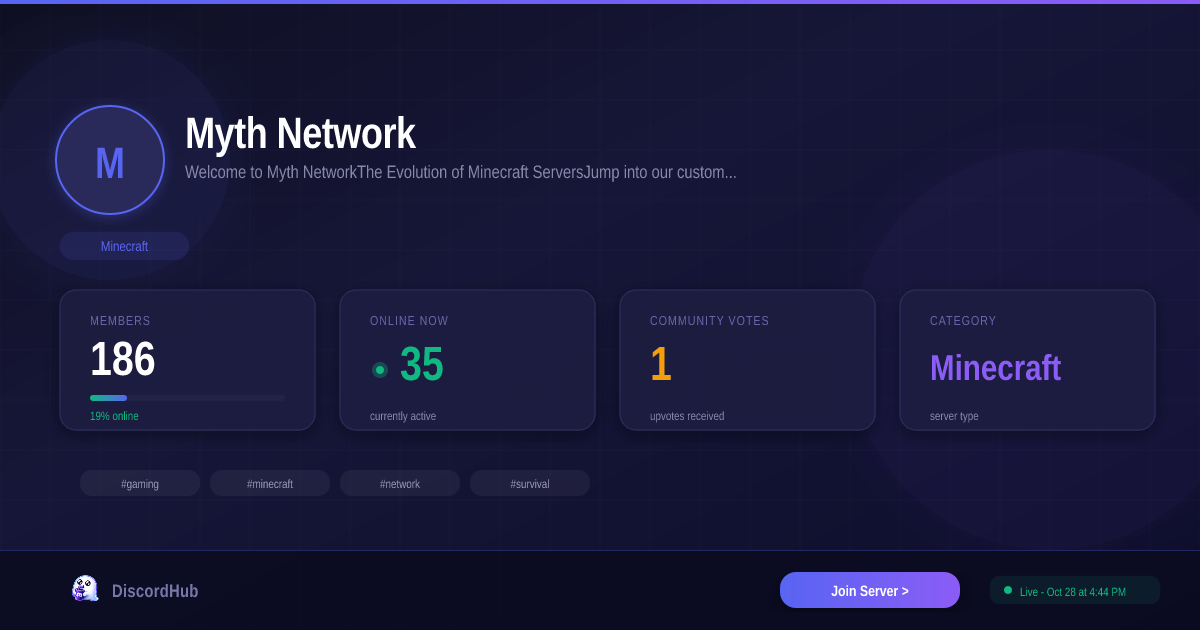 Myth Network Discord Server — 227 Members | Join Minecraft [2026]