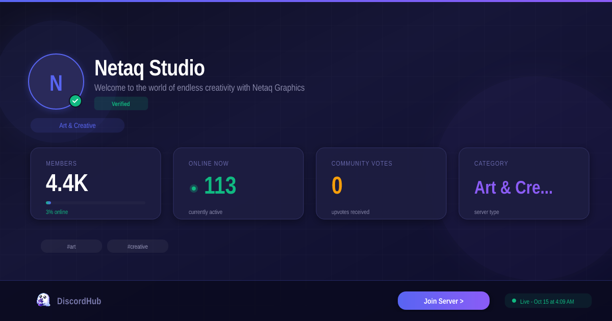 Netaq Studio ™ — Popular Art & Creative Discord (4.4K+ Members) [2026]