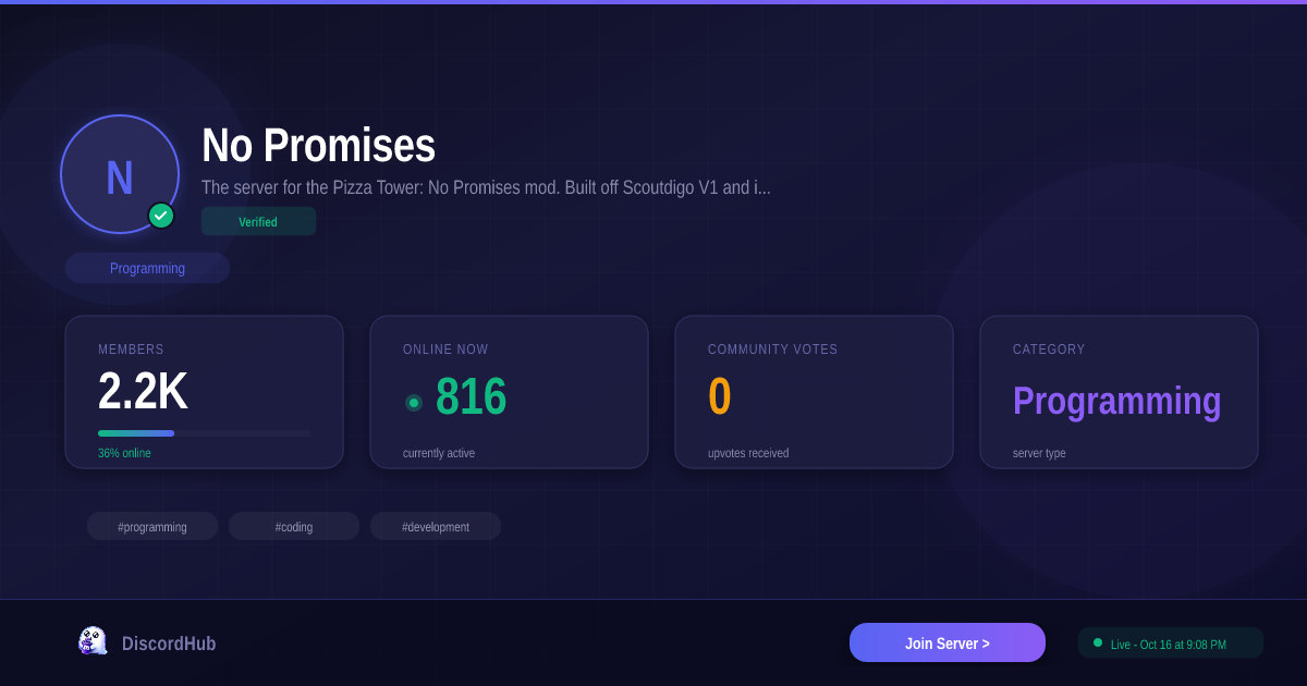 No Promises Discord — 2.2K+ Programming Members | Join Free [2026]