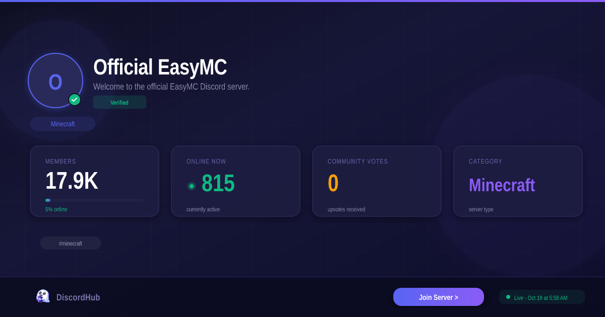 Join Official EasyMC Discord — 19K+ Minecraft Members [Free Invite]