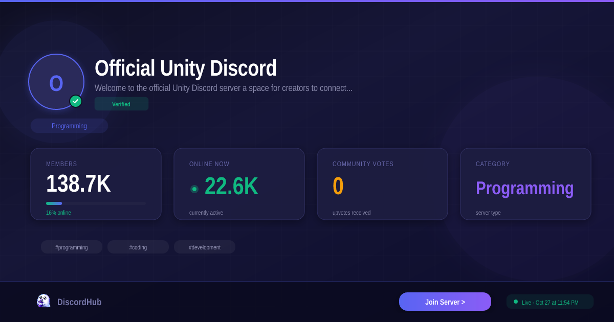 Official Unity Discord Discord Server — 136K+ Members | Join ...