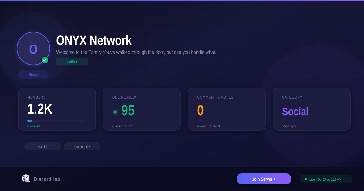 ONYX ‣ Network Discord Server — 1,140 Members | Top Social [2026]