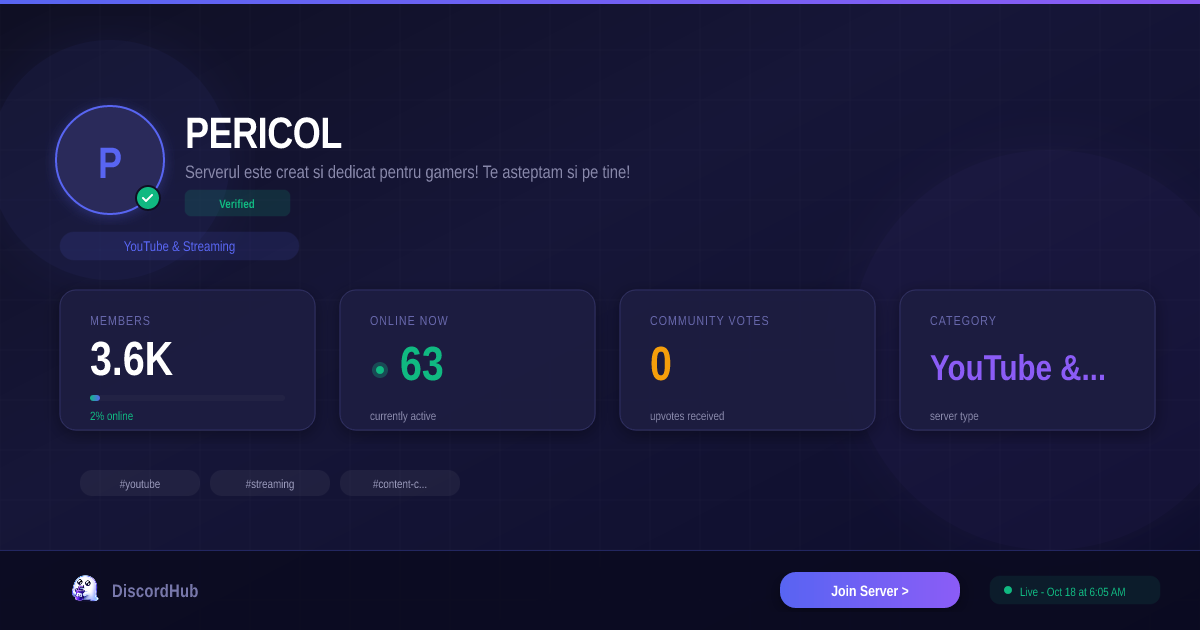 PERICOL — Popular YouTube & Streaming Discord (3.8K+ Members) [2026]
