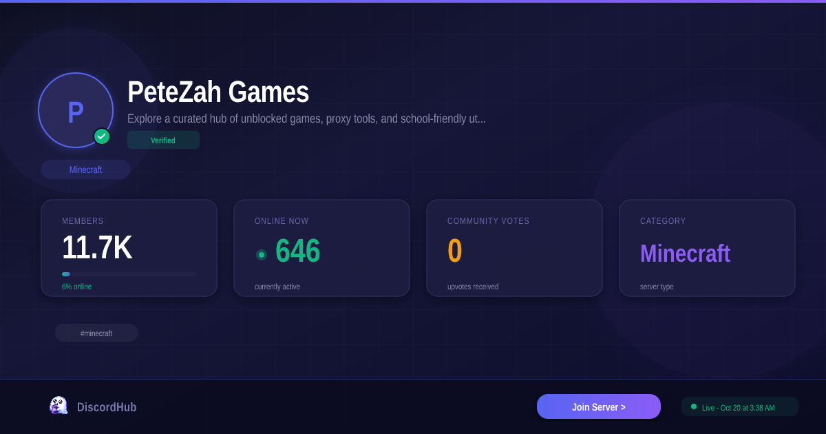 PeteZah Games Discord — 10K+ Members | #1 Minecraft Server [2026]