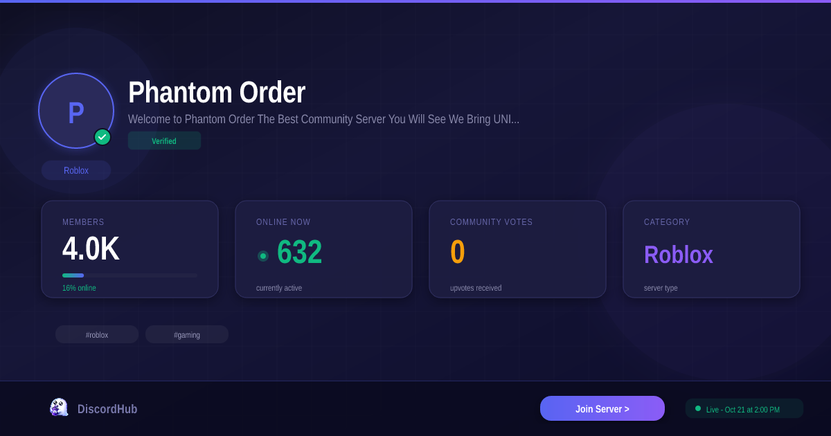 ༺Phantom Order༻ Discord Server — Roblox Community | 4.6K+ Members