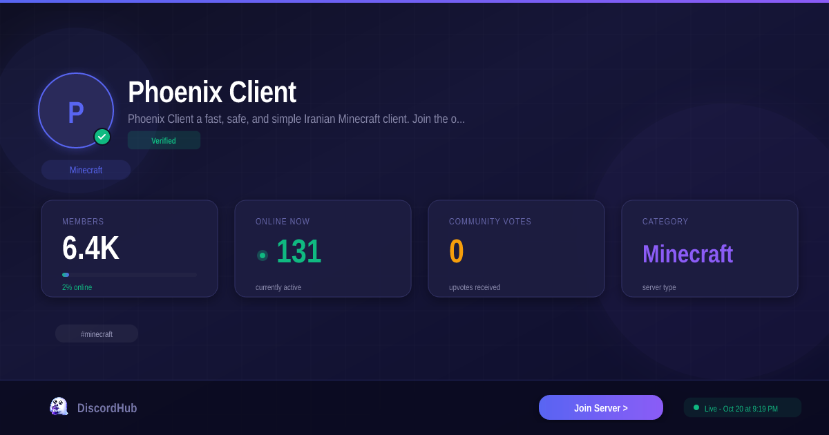 Phoenix Client Discord — 6.5K+ Members | #1 Minecraft Server [2026]