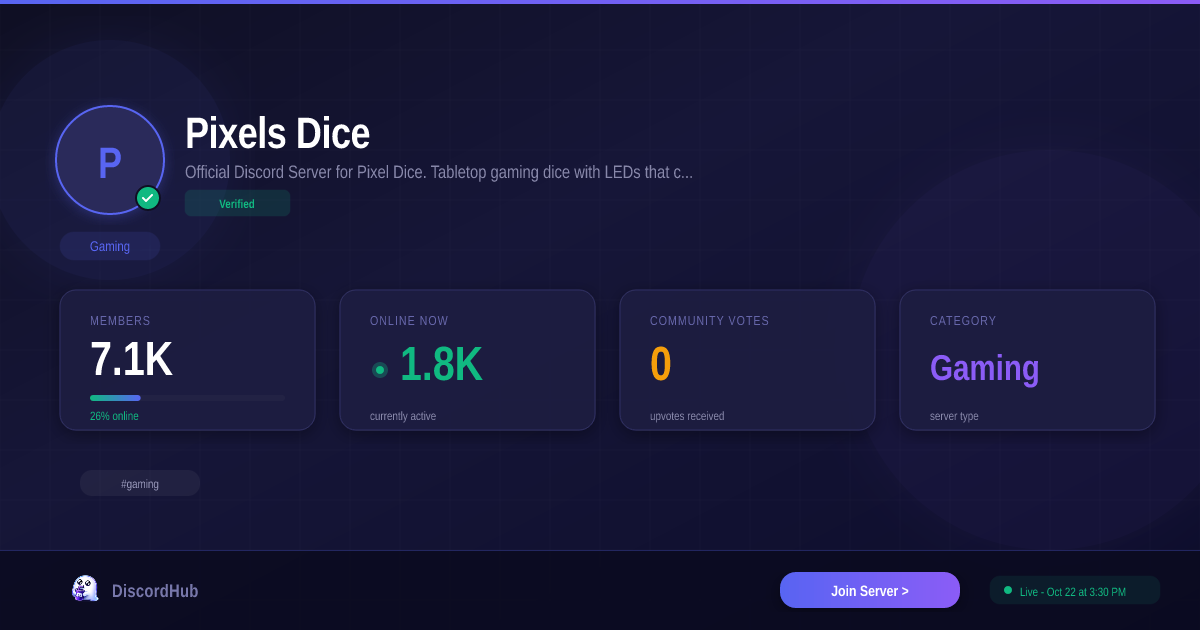 Pixels Dice Discord Server — 7.1K+ Members | Top Gaming [2026]