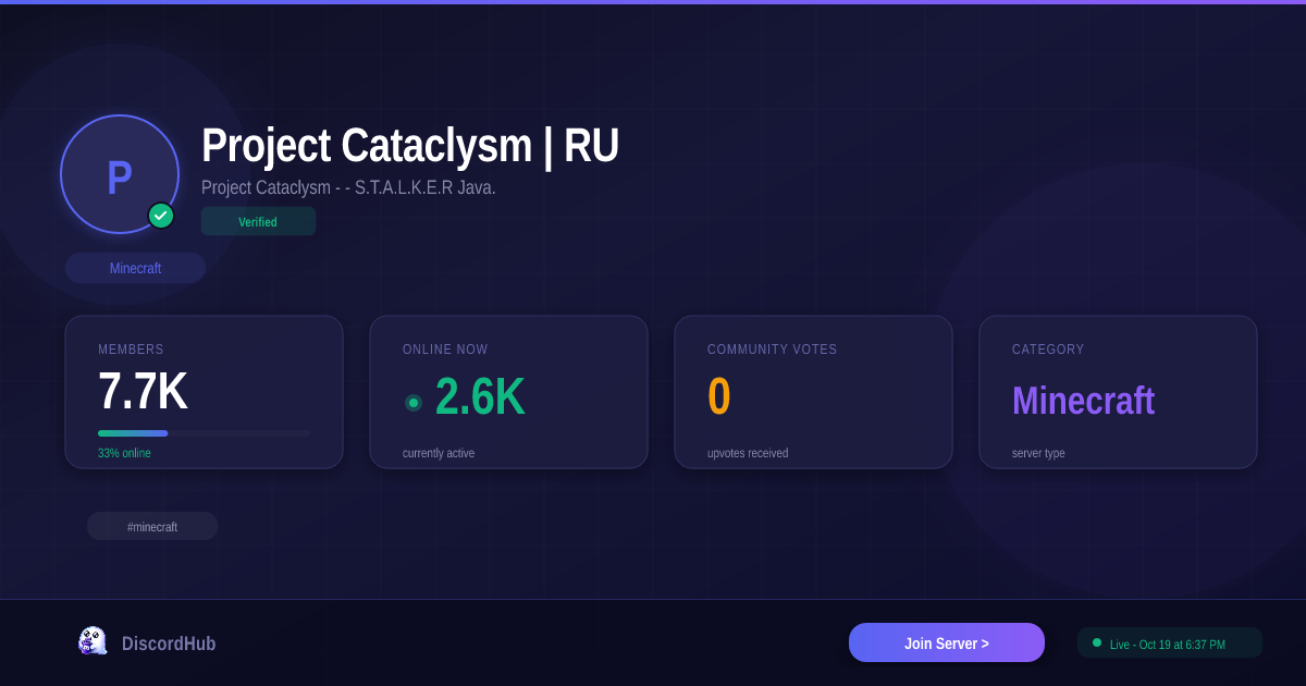 Project Cataclysm | RU Discord — 7.3K+ Members | #1 Minecraft Server [2026]