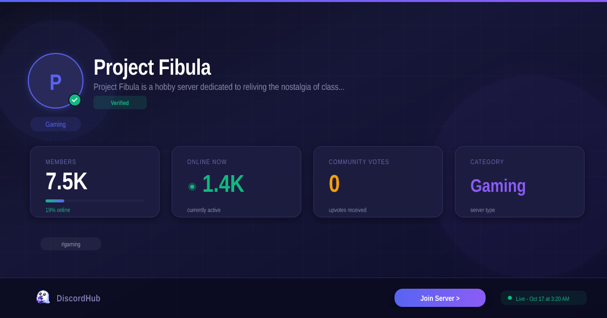Project Fibula Discord — 7.8K+ Members | #1 Gaming Server [2026]
