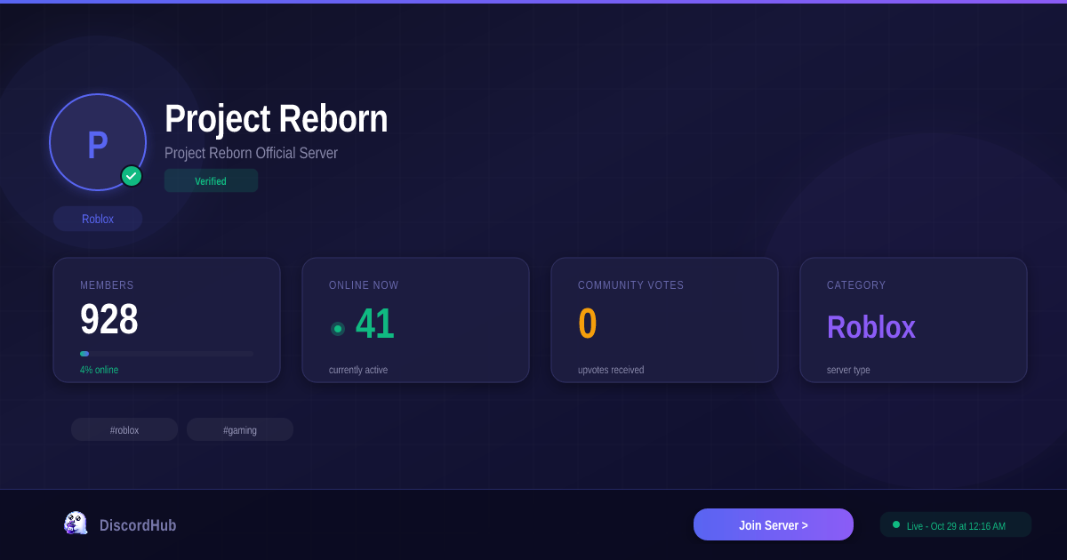 Project Reborn Discord — Best Roblox Server | 5.5K+ Members [2026]