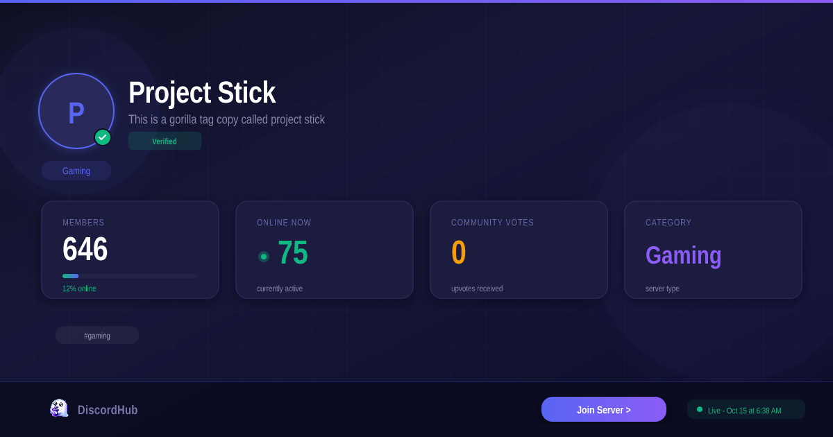 Project Stick File Project Stick Discord Server — Gaming Community | 1.2K+ Members