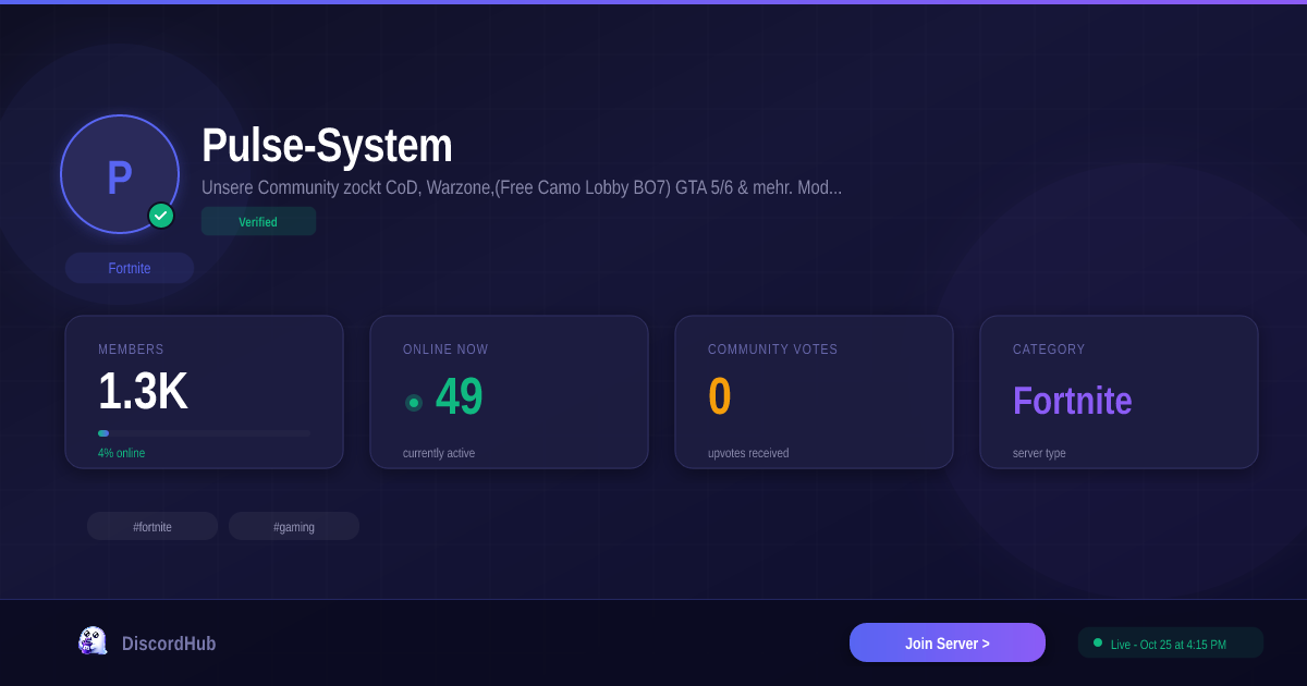 Pulse-System Discord Server — 1.4K+ Members | Best Fortnite [2026]
