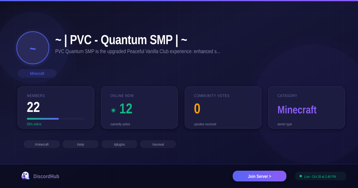 PVC - Quantum SMP • | ~ Discord Server — Minecraft | Free Invite Link ...