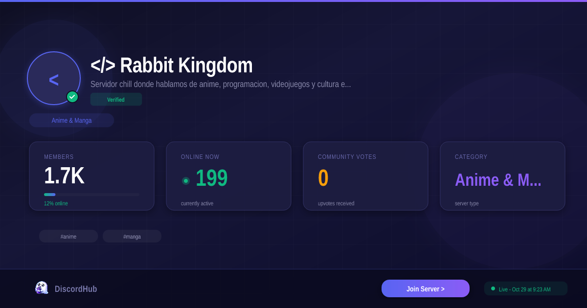 Join Rabbit Kingdom ♔ Discord — 1.8K+ Active Anime & Manga Members [2026]