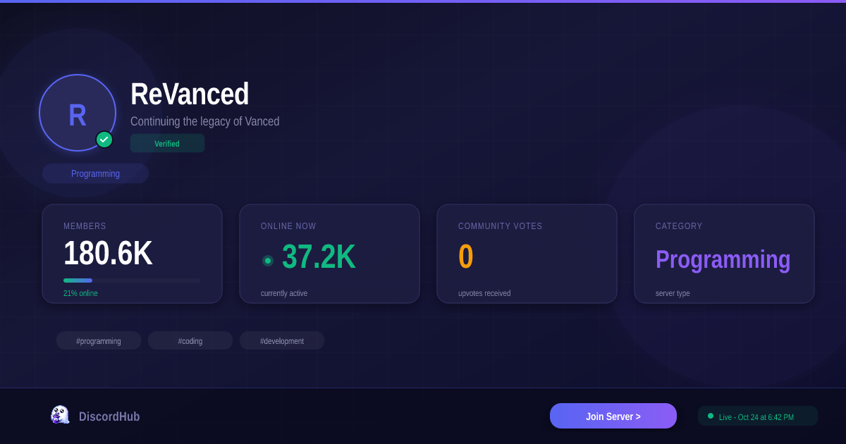 ReVanced Discord Server — Join 177K+ Members | Programming [2026]