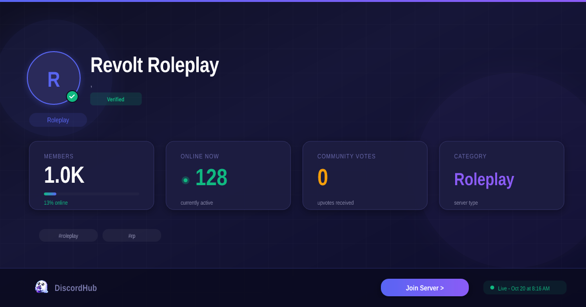 Revolt Roleplay Discord Server — 1.2K+ Members | Best Roleplay [2026]