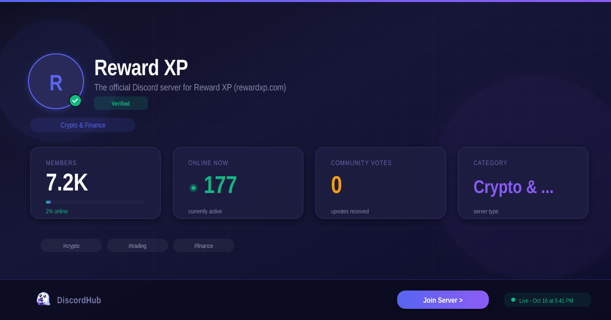 Reward XP Discord — Best Crypto & Finance Server | 7.4K+ Members [2026]