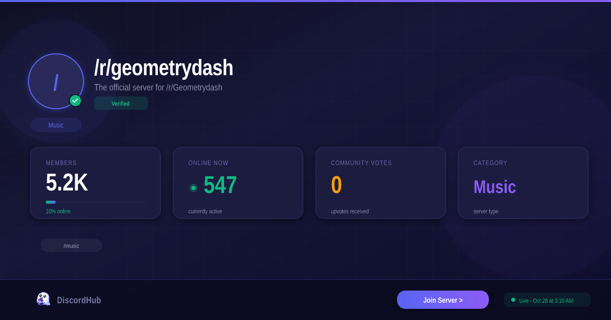 /r/geometrydash — Massive Music Discord Server (5.1K+ Members)
