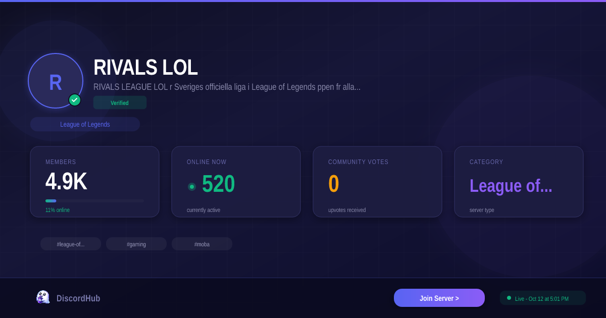 RIVALS LOL Discord — 4.8K+ League of Legends Members | Join Free [2026]