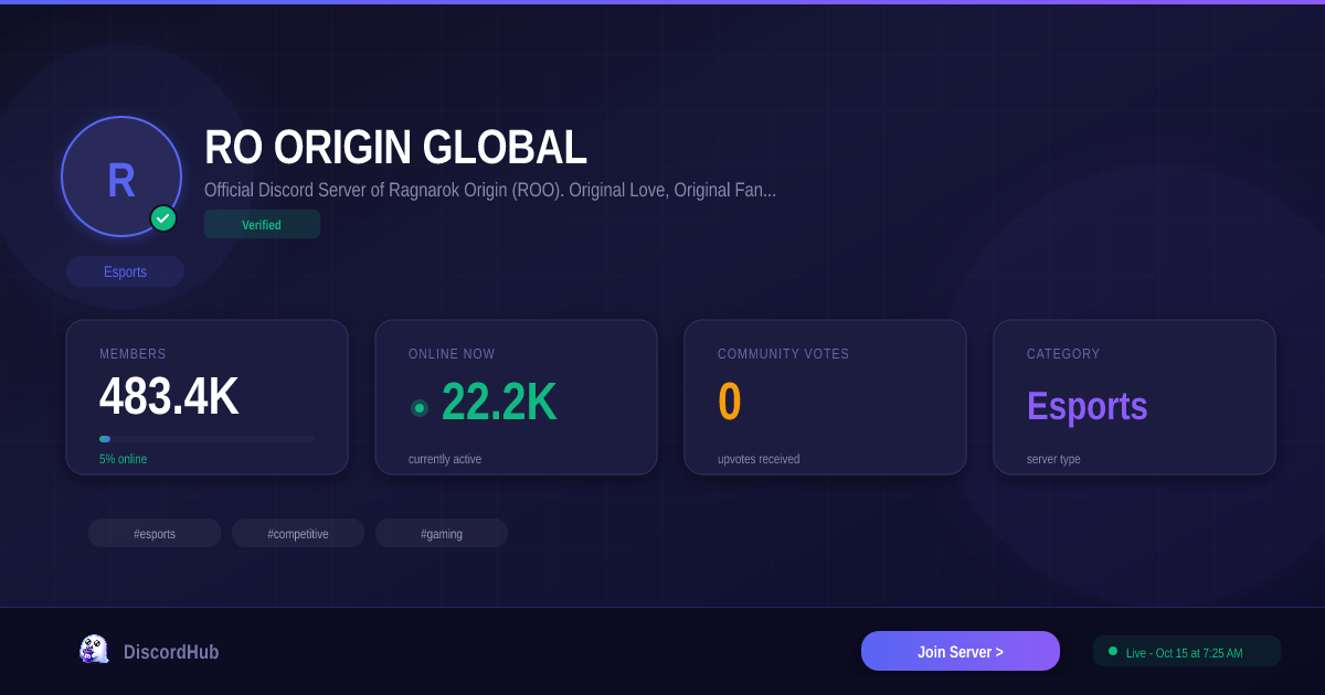 RO ORIGIN GLOBAL Discord Server — Join 490K+ Members | Esports [2026]