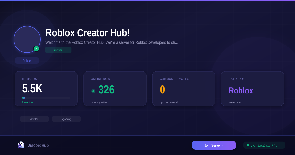 Roblox Creator Hub Discord Server Join 5 2K Roblox Members 2026 Roblox Creator Hub 