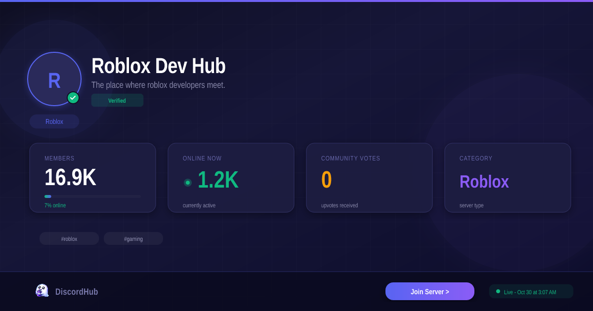 Roblox Dev Hub Discord — Best Roblox Server | 15K+ Members [2026]