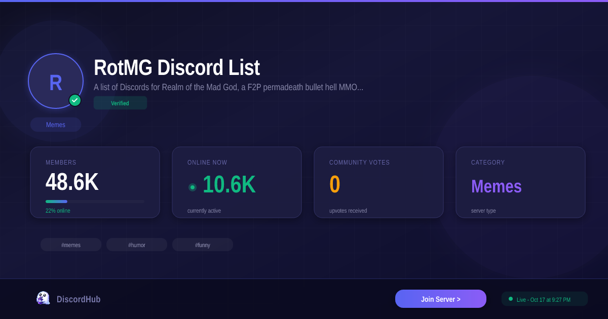 RotMG Discord List Discord Server — 49K+ Members | Top Memes [2026]